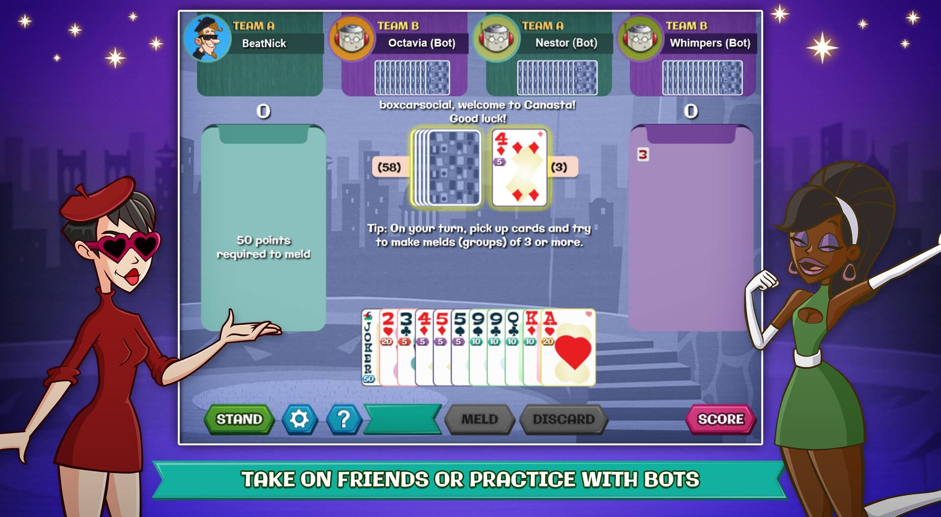 Online Canasta game with  