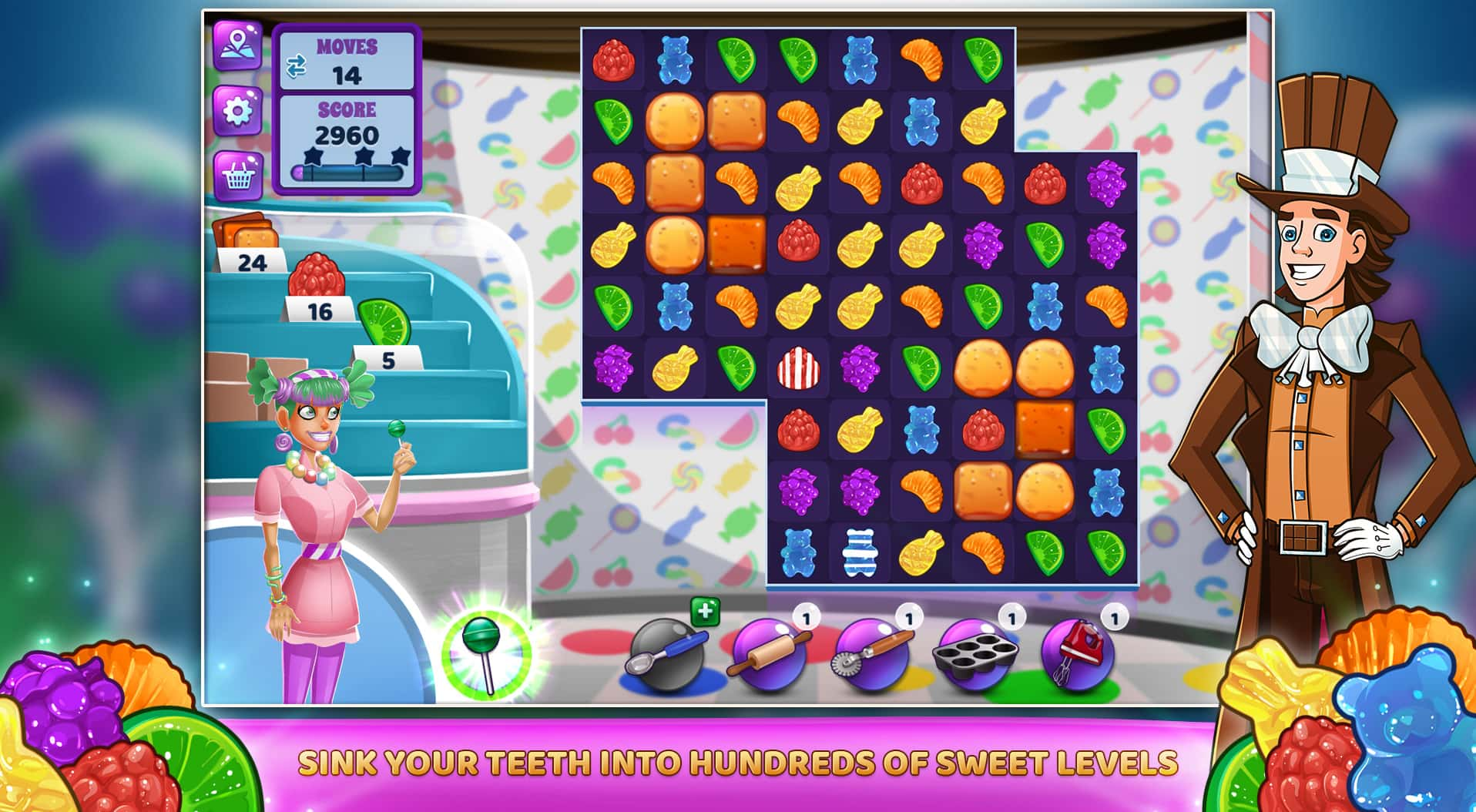 Sweet Tooth Town, Free Online Match 3 Puzzle Game