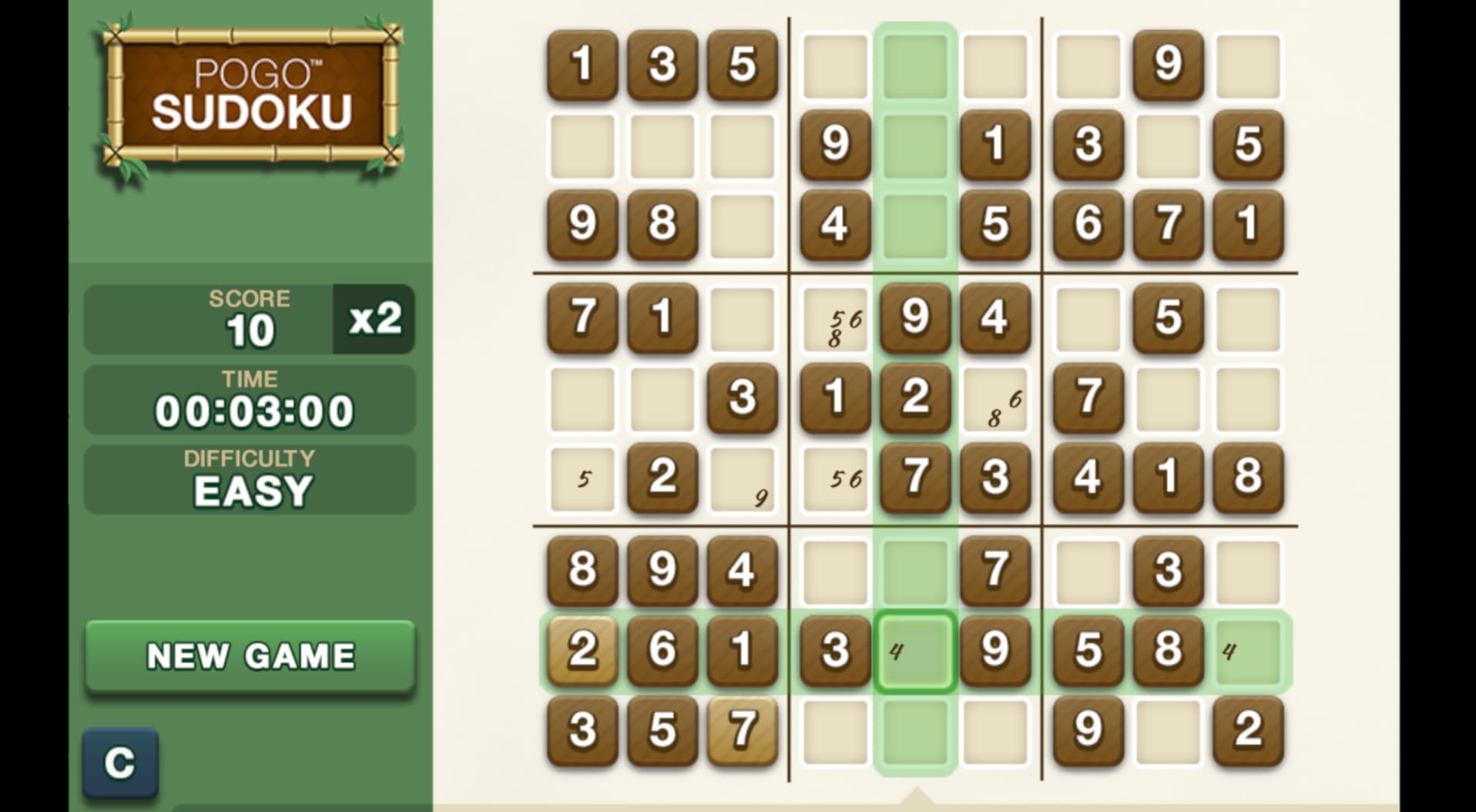 Pogo Sudoku, Free Online Sudoku Puzzle Game